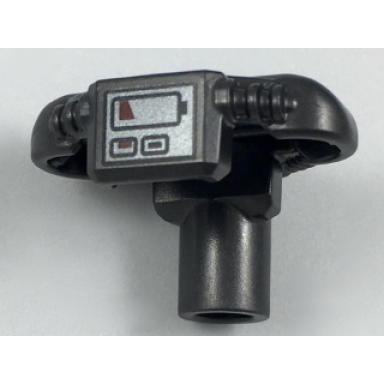 pearl dark gray minifigure scuba tank with shoulder pads and front panel with red low battery life indicator pattern