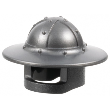 pearl dark gray minifigure headgear helmet castle with chin guard and broad brim