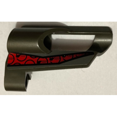 pearl dark gray technic panel fairing 5 small short large hole side a with black and red pattern sticker - set 8353