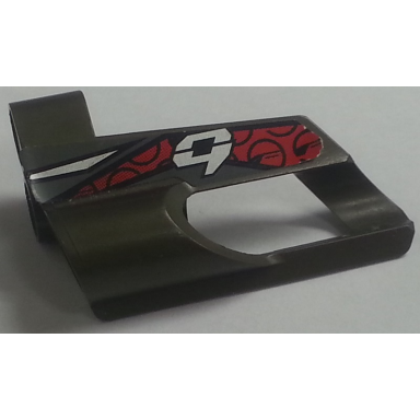 pearl dark gray technic panel fairing 6 small short large hole side b with silver number 9 red and black pattern sticker - set 8354
