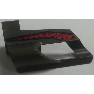 pearl dark gray technic panel fairing 6 small short large hole side b with red and black pattern sticker - set 8354