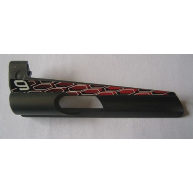pearl dark gray technic panel fairing 8 small long large hole side b with 9 and white black and red pattern sticker - set 8470