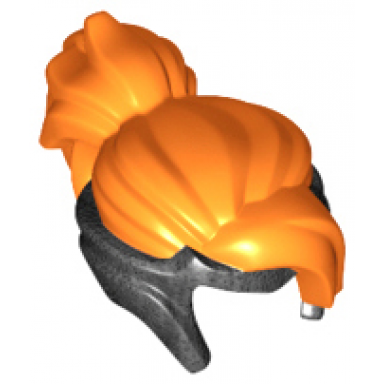 pearl dark gray minifigure hair combo tiara with molded orange bangs top and ponytail pattern