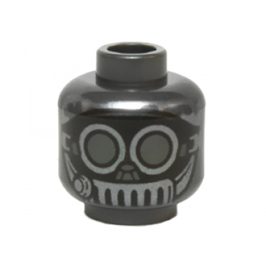 pearl dark gray minifigure head alien with black mask silver goggles and mouth grate pattern