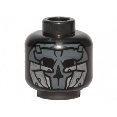 pearl dark gray minifigure head mask dark bluish gray and silver skull pattern