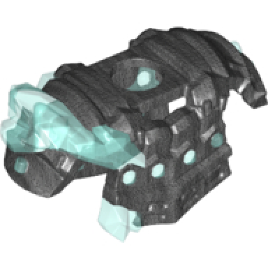 pearl dark gray minifigure armor breastplate with shoulder pads with molded trans-light blue crystals pattern