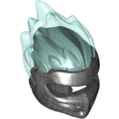 pearl dark gray minifigure headgear ninjago wrap type 5 with molded trans-light blue flames pattern