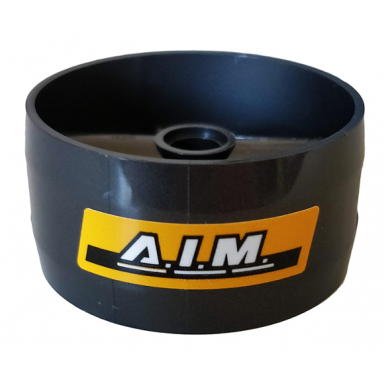 pearl dark gray cylinder 4 x 4 x 1 2 3 with pin holes and center bar with white a.i.m pattern sticker - set 76164