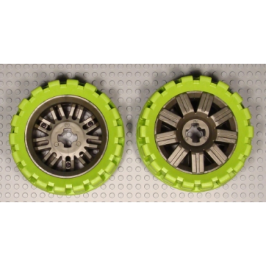 pearl dark gray wheel 72 x 34 with lime tire 100 x 48 balloon offset tread