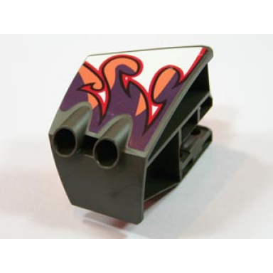 pearl dark gray technic panel rc car mudguard front right with flame pattern sticker - set 8676