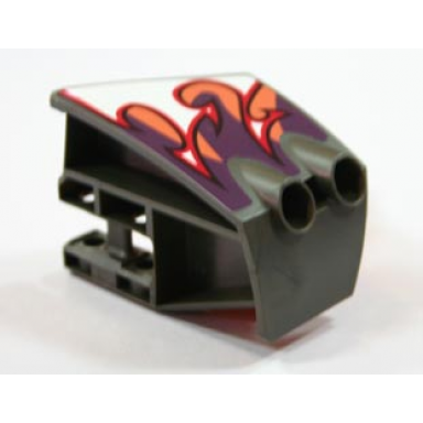 pearl dark gray technic panel rc car mudguard front left with flame pattern sticker - set 8676
