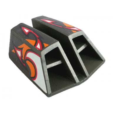 pearl dark gray technic engine air scoop double rc car with flame pattern stickers - set 8676