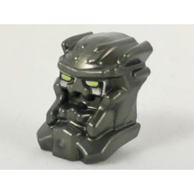 pearl dark gray minifigure head modified bionicle inika toa hewkii pattern