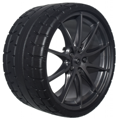 pearl dark gray wheel 75mm d x 41mm technic racing large 10 spokes with black tire 87.9 x 44 5428 80279