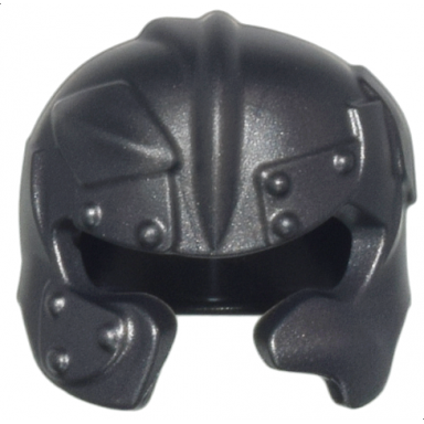 pearl dark gray minifigure headgear helmet castle fantasy rounded with rivets plates and damaged cheek protection
