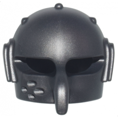 pearl dark gray minifigure headgear helmet castle fantasy rounded with rivets mask with eye holes and long curved beak