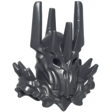 pearl dark gray minifigure headgear helmet mask with shoulder armor and long spikes - flexible rubber