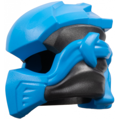 pearl dark gray minifigure headgear ninjago wrap type 10 with molded dark azure armor wraps and knot pattern