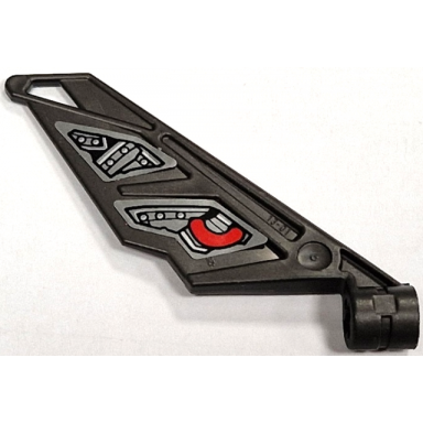 pearl dark gray bionicle wing small tail with axle hole with red snake and silver armor plates pattern model right side stickers - set 70624