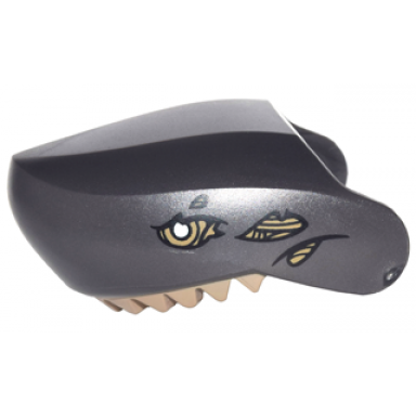 pearl dark gray shark head large with dark tan teeth eyes and sinews white pupils pattern