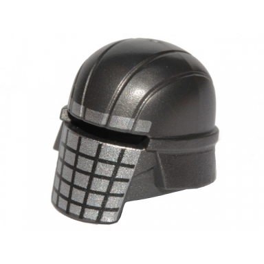 pearl dark gray minifigure headgear helmet sw knight of ren with silver grid pattern