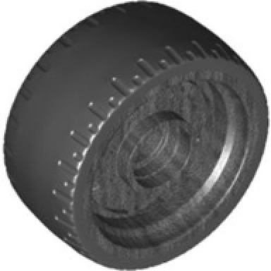 pearl dark gray wheel 24 x 12 with pin hole with molded black hard rubber tire pattern