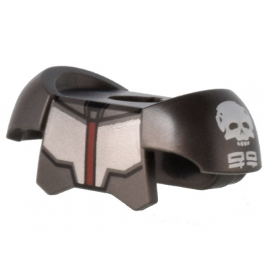 pearl dark gray minifigure armor breastplate with shoulder pads and 2 back studs with sw wrecker chest armor with dark red line and skulls pattern