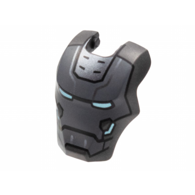 pearl dark gray minifigure visor top hinge large with dark bluish gray face shield bright light blue eyes and cheek trim pattern