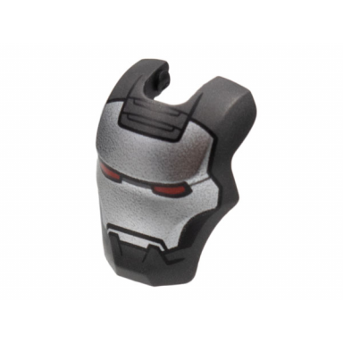 pearl dark gray minifigure visor top hinge large with silver face shield red eyes black trim on cheeks pattern