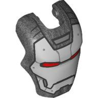 pearl dark gray minifigure visor top hinge large with light bluish gray face shield red eyes black trim on cheeks pattern