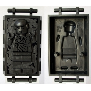 pearl dark gray minifigure utensil carbonite block with bar handles with han solo pattern