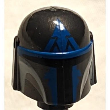 pearl dark gray minifigure headgear helmet with holes sw mandalorian with blue and light bluish gray pattern