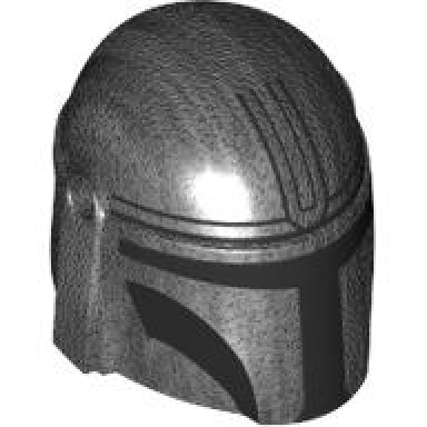 pearl dark gray minifigure headgear helmet with holes sw mandalorian with black top lines and visor pattern