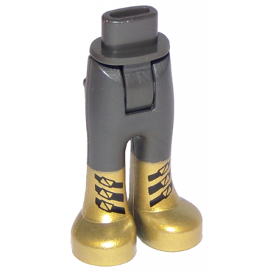 pearl dark gray mini doll hips and trousers with back pockets with gold boots with black straps pattern - thick hinge