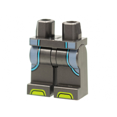 pearl dark gray hips and legs with dark bluish gray side panels medium azure piping lime toes pattern