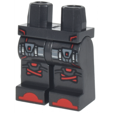 pearl dark gray hips and legs with silver straps with dark bluish gray pouches red knee pads and toes pattern