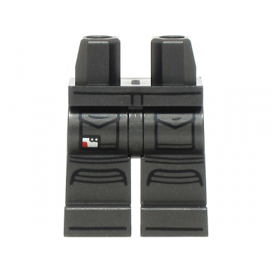 pearl dark gray hips and legs with pockets with flaps silver and red rectangle black knee pads and shoe tips pattern