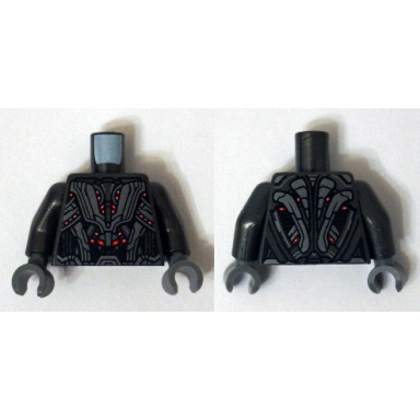 pearl dark gray torso armor robot with light bluish gray panels and red lights pattern pearl dark gray arms dark bluish gray hands