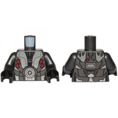 pearl dark gray torso sw armor m-oc hunter droid with silver and red pattern pearl dark gray arms black hands