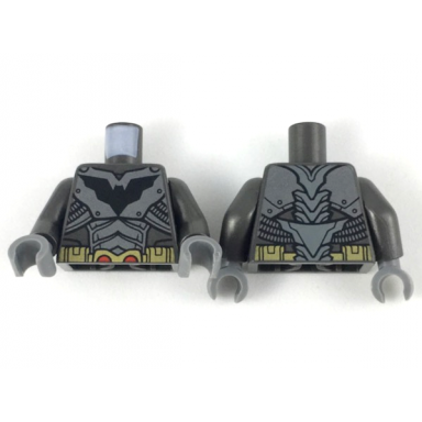 pearl dark gray torso armor black bat logo silver plates gold belt pattern with red semicircles pearl dark gray arms dark bluish gray hands