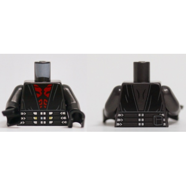 pearl dark gray torso sw sith robe red chest and wide belt pattern darth maul pearl dark gray arms black hands