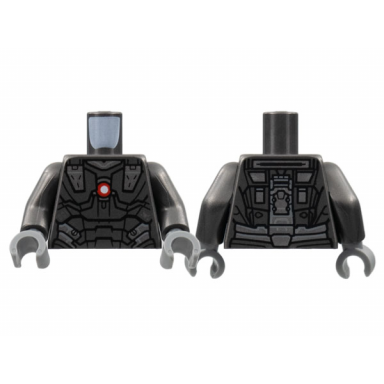 pearl dark gray torso armor silver trim red and white circle arc reactor pattern pearl dark gray arms dark bluish gray hands