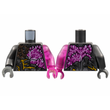 pearl dark gray torso broken armor magenta chest pattern trans-dark pink arm left pearl dark gray arm right magenta hand left dark bluish gray hand right