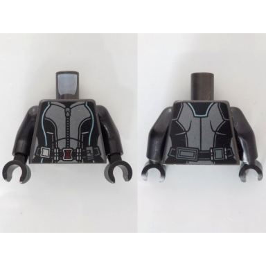 pearl dark gray torso female black jumpsuit with zipper belt with dark red buckle metallic light blue trim pattern black arms black hands