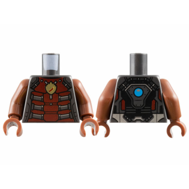 pearl dark gray torso armor with dark red plates gold flame ravager logo dark azure circle on back pattern reddish brown arms reddish brown hands