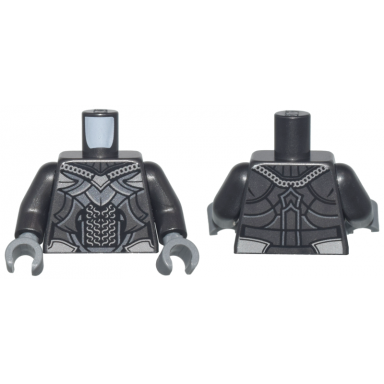 pearl dark gray torso dark silver plate mail armor and silver chain mail pattern pearl dark gray arms dark bluish gray hands
