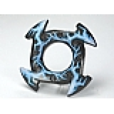 pearl dark gray ring 4 x 4 with 2 x 2 hole and 4 arrow ends with medium blue and white lightning pattern ninjago spinner crown