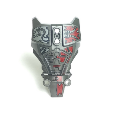 pearl dark gray hero factory full torso armor with silver and red mechanical pattern splitface
