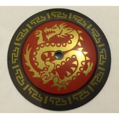 pearl dark gray dish 9 x 9 inverted radar with gold dragon on red medallion pattern