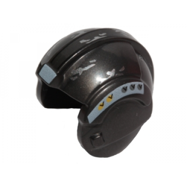 pearl dark gray minifigure headgear helmet sw rebel pilot with silver stains and sand blue stripes pattern zev senesca